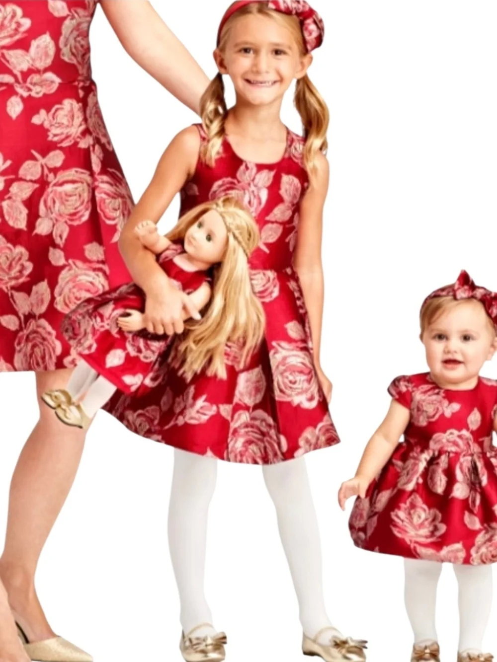 The Children's Place Floral Jacquard Party Dress With Matching Doll Dress